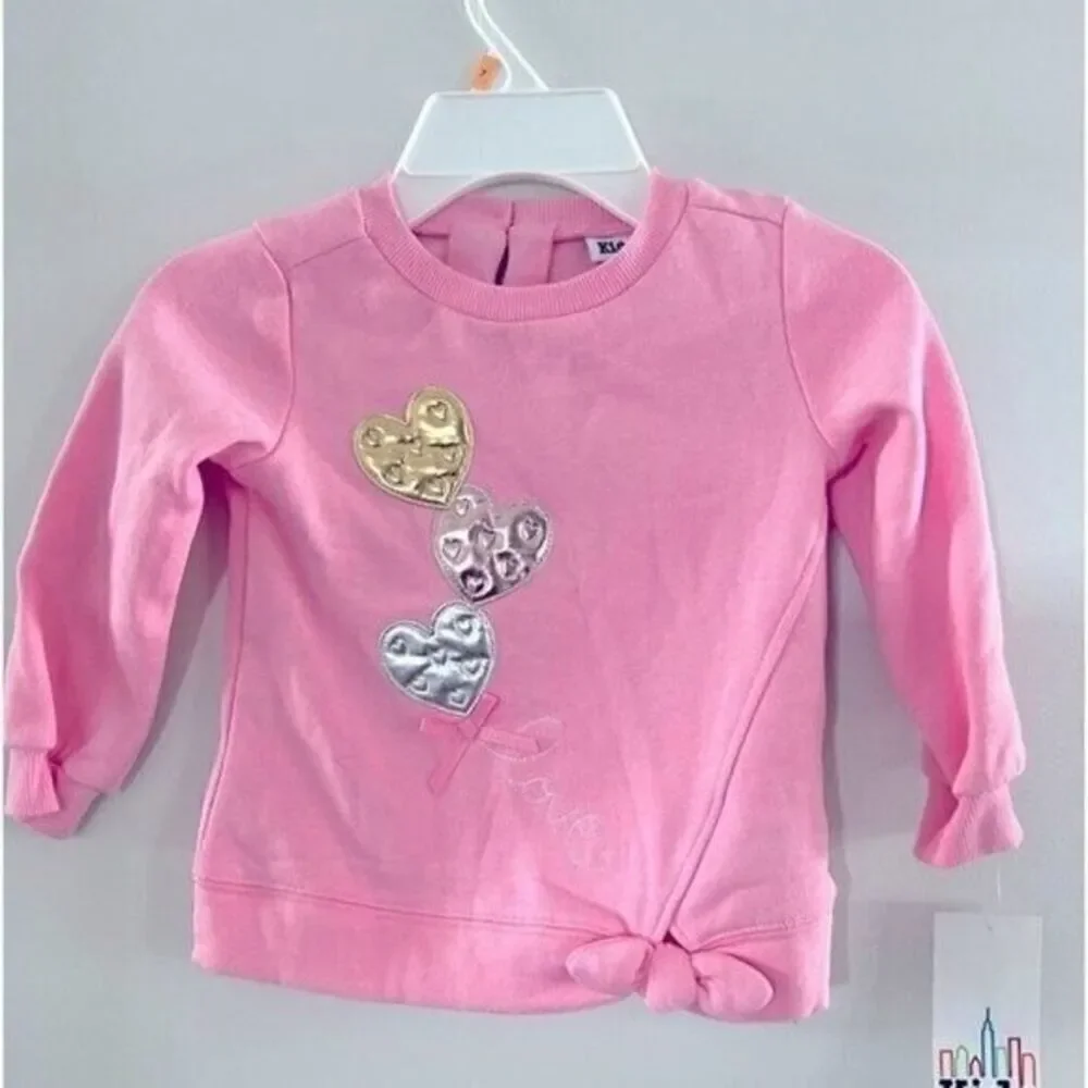 Kids Headquarters girl sweater, l pink long sleeve with hearts 3T(Girl)